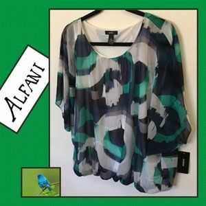 NWT✨ALFANI SHORT SLEEVE BLOUSE TOP - SIZE :M